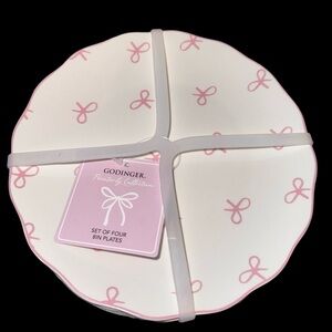 Pink and White Bow/Coquette Plates - Set of 4